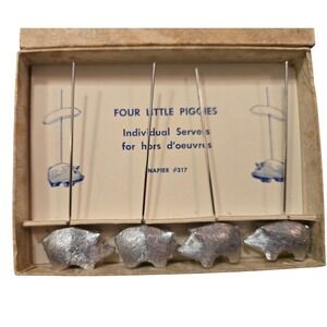 Vintage Napier‎ 317 Four Little Piggies Hors d'oeuvres Servers Cocktail Picks S